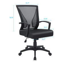 Load image into Gallery viewer, Office Mid Back Swivel Lumbar Support Desk, Computer Ergonomic Mesh Chair with Armrest (Black)
