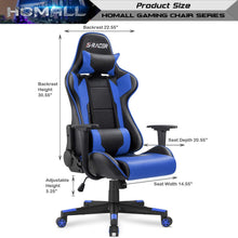Load image into Gallery viewer, Gaming Chair Office Chair High Back Computer Chair PU Leather Desk Chair PC Racing Executive Ergonomic Adjustable Swivel Task Chair with Headrest and Lumbar Support (Blue)
