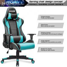 Load image into Gallery viewer, Gaming Chair Office Chair High Back Computer Chair PU Leather Desk Chair PC Racing Executive Ergonomic Adjustable Swivel Task Chair with Headrest and Lumbar Support (Cyan)

