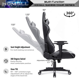 Gaming Chair Office Chair High Back Computer Chair PU Leather Desk Chair PC Racing Executive Ergonomic Adjustable Swivel Task Chair with Headrest and Lumbar Support (Gray)
