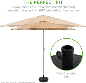 Fillable Plastic Patio Umbrella Base Stand Pole Holder for Outdoor, Lawn, Garden - Black