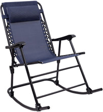 Load image into Gallery viewer, Patio Rocking Zero Gravity Chair Outdoor Wide Recliner Portable Lounge Chair Folding with Headrest for Camping Fishing Beach Poolside（Blue）
