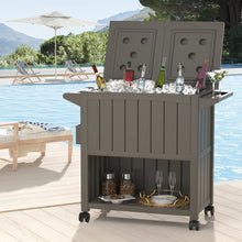 Load image into Gallery viewer, New 85 Quart Rolling Ice Chest Portable Patio Cooler Ice Chest Cart Outdoor Inodoor PP Rolling Cart on Wheels for Patio Pool Party Cookouts BBQ Ice Bag with Bottle Opener, Drainage and Cover
