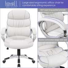 Load image into Gallery viewer, Office Chair High Back Computer Chair Ergonomic Desk Chair, PU Leather Adjustable Height Modern Executive Swivel Task Chair with Padded Armrests and Lumbar Support (White)
