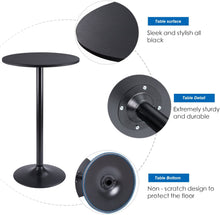 Load image into Gallery viewer, Bistro Pub Table Round Bar Height Cocktail Table Metal Base MDF Top Obsidian Table with Black Leg 23.8-Inch Top, 39.5-Inch Height (Black)
