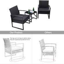 Load image into Gallery viewer, Brand New 3 Pieces Patio Set Outdoor Wicker Patio Furniture Sets Modern Bistro Set Rattan Chair Conversation Sets with Coffee Table for Yard and Bistro (Black)
