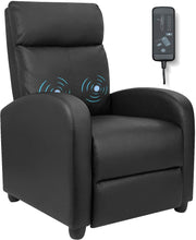 Load image into Gallery viewer, Recliner Chair with Massage Home Theater Seating PU Leather Modern Living Room Chair Padded Cushion Reclining Sofa (Black)

