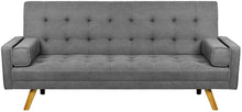 Load image into Gallery viewer, Modern Couch Living Room, Upholstered Convertible Folding Futon Sofa Bed with Fabric Tufted Split Back, Solid Wood Legs and Straight Armrests, 75.50&quot;x 26.80&quot;x 15.50&quot;, Gray

