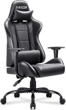 Load image into Gallery viewer, Gaming Office Chair Computer Chair High Back Racing Desk Chair PU Leather Adjustable Seat Height Swivel Chair Ergonomic Executive Chair with Headrest for Adults (Black)
