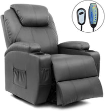 Load image into Gallery viewer, Power Lift Recliner Chair with Massage and Heat for Elderly, PU Leather Heated Vibrating, with Cup Holders, Side Pouch, Remote Control, for Home Theater, Power Theater Chair(Gray)
