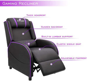 Gaming Recliner Chair Single Living Room Sofa Recliner PU Leather Recliner Seat Home Theater Seating (Purple)