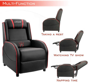 Gaming Recliner Chair Single Living Room Sofa Recliner PU Leather Recliner Seat Home Theater Seating (Red)