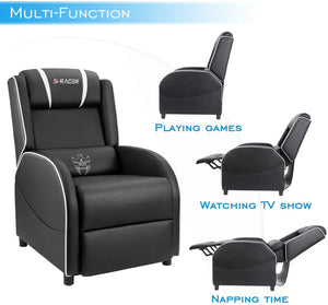 Gaming Recliner Chair Single Living Room Sofa Recliner PU Leather Recliner Seat Home Theater Seating (White)