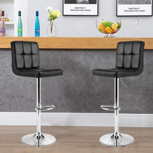 Load image into Gallery viewer, Bar Stools X-Large- Square PU Leather Adjustable Counter Height Swivel Stool Armless Chairs Set of 2 with Bigger Base (Black)
