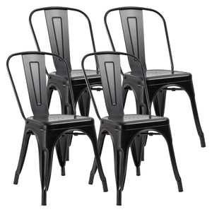 Metal Indoor-Outdoor Restaurant Chairs Kitchen Dining Chairs Stackable Side Chairs with Back Set of 4