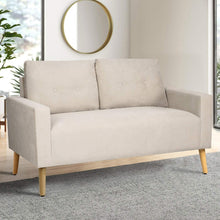 Load image into Gallery viewer, Modern Loveseat Sofa Fabric Couch Mid Century Love Seat with 2 Thickened Cushion and Solid Wood Frame for Living Room (Beige)
