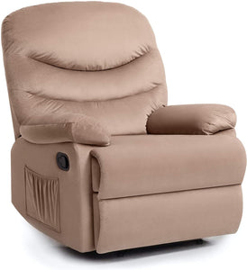 Pawnova Wing Back Massage Recliner Chair, Adjustable Home Theater Seating, Soft Padding Single Sofa for Living Room, Beige