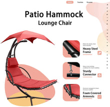 Load image into Gallery viewer, Patio Hammock Lounge Chair Hanging Chaise Lounger Chair Hammock Stand Outdoor Chair Floating Chaise Swing Chair with Canopy(Orange)
