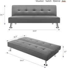 Load image into Gallery viewer, Futon Sofa Bed Sleeper Daybed Modern Convertible Lounge Sofa with Chrome Legs (Gray)

