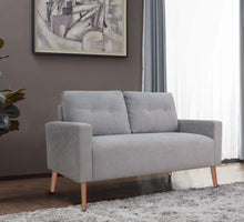 Load image into Gallery viewer, Modern Loveseat Sofa Fabric Couch Mid Century Love Seat with 2 Thickened Cushion and Solid Wood Frame for Living Room (Grey)
