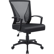 Load image into Gallery viewer, Office Mid Back Swivel Lumbar Support Desk, Computer Ergonomic Mesh Chair with Armrest (Black)
