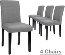 Load image into Gallery viewer, Dining Chairs Urban Style Fabric Parson Chairs Kitchen Livng Room Armless Side Chair with Solid Wood Legs Set of 4 (Gray)
