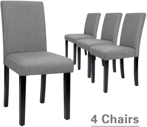 Dining Chairs Urban Style Fabric Parson Chairs Kitchen Livng Room Armless Side Chair with Solid Wood Legs Set of 4 (Gray)