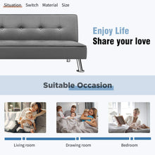 Load image into Gallery viewer, Futon Sofa Bed Sleeper Daybed Modern Convertible Lounge Sofa with Chrome Legs (Gray)
