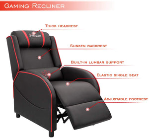Gaming Recliner Chair Single Living Room Sofa Recliner PU Leather Recliner Seat Home Theater Seating (Red)