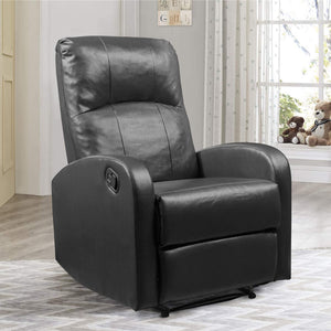 Modern Chaise Couch Lounger Sofa Recliner Chair Padded PU Leather Home Theater Seating （Bright Black）