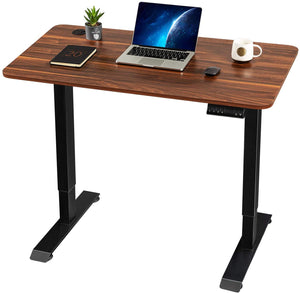 Furmax Electric Standing Desk Height Adjustable Desk Sit Stand Home Office Desk Ergonomic Computer Workstation with Preset Height Memory Controller Solid Wood Table Top (Brown)