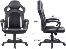 Load image into Gallery viewer, Office Chair Desk Leather Gaming Chair, High Back Ergonomic Adjustable Racing Chair,Task Swivel Executive Computer Chair Headrest and Lumbar Support (Black&amp;White)
