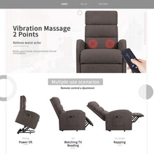 Load image into Gallery viewer, Power Lift Recliner Chair for Elderly with Vibration Massage Fabric Sofa Ergonomic Lounge Chair for Living Room Motorized Classic Single Sofa (Brown)
