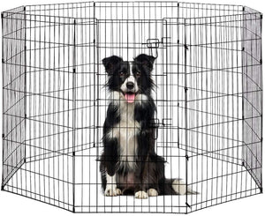 Puppy Pet Playpen 8 Panel Indoor Outdoor Metal Portable Folding Animal Exercise Dog Fence,48"H