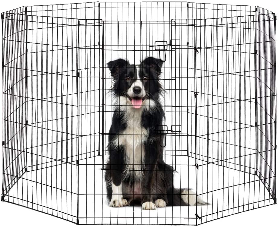 Puppy Pet Playpen 8 Panel Indoor Outdoor Metal Portable Folding Animal Exercise Dog Fence,48