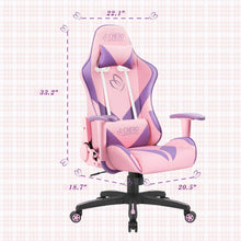 Load image into Gallery viewer, Gaming Chair Girl Racing Office Chair High Back Computer Desk Chair Leather Executive Adjustable Swivel Chair with Headrest and Lumbar Support (Pink)
