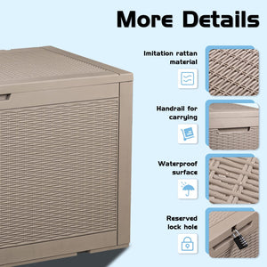 NEW 100 Gallon Waterproof Large Resin Deck Box Indoor Outdoor Lockable Storage Container for Patio Furniture Cushions, Toys and Garden Tools (Light Brown)