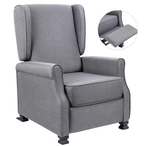 Fabric Recliner Chair Modern Wingback Single Sofa Medieval Living Room Arm Chair Home Theater Seating Push Back Club Chair Reclining with Massage (Beige or Gray)