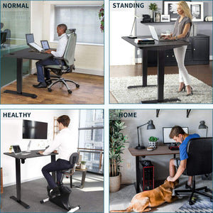 Furmax Electric Standing Desk Height Adjustable Desk Sit Stand Home Office Desk Ergonomic Computer Workstation with Preset Height Memory Controller Solid Wood Table Top (Black)