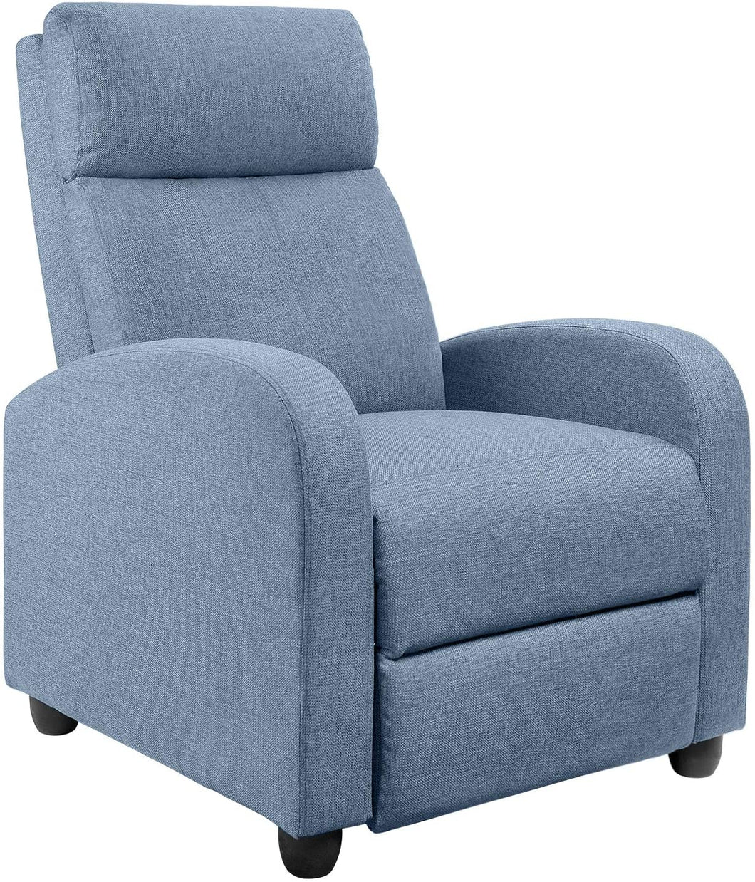 Fabric Recliner Chair Adjustable Home Theater Single Massage Recliner Sofa Furniture with Thick Seat Cushion and Backrest Modern Living Room Recliners (Light-Blue)