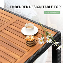 Load image into Gallery viewer, Outdoor Patio Dining Set, 5 PCS Outdoor Patio Furniture Set, Patio Conversation Set with Acacia Wood Table Top, Rattan Outdoor Dining Table and Chairs for Backyard, Garden, Deck
