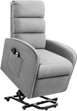Load image into Gallery viewer, Power Lift Up Recliner Chair for Elderly with Vibration Massage Fabric Sofa Ergonomic Lounge Chair for Living Room Motorized Classic Single Sofa (Light Grey)
