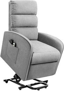 Power Lift Up Recliner Chair for Elderly with Vibration Massage Fabric Sofa Ergonomic Lounge Chair for Living Room Motorized Classic Single Sofa (Light Grey)