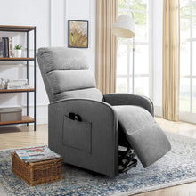 Load image into Gallery viewer, Power Lift Up Recliner Chair for Elderly with Vibration Massage Fabric Sofa Ergonomic Lounge Chair for Living Room Motorized Classic Single Sofa (Light Grey)
