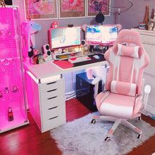 Load image into Gallery viewer, Gaming Chair Office Chair High Back Computer Chair PU Leather Desk Chair PC Racing Executive Ergonomic Adjustable Swivel Task Chair with Headrest and Lumbar Support (Pink)
