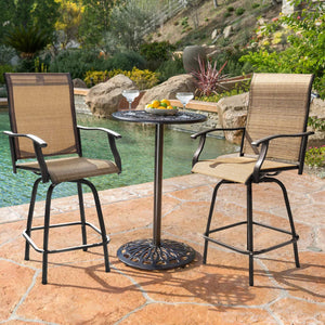 NEW Patio Bar Stools Set of 2 All-Weather Outdoor Patio Furniture Set Counter Height Tall Patio Swivel Chairs for Bistro, Lawn, Garden, Backyard
