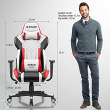 Load image into Gallery viewer, Gaming Chair Racing Style High-Back PU Leather Office Chair Computer Desk Chair Executive and Ergonomic Swivel Chair with Headrest and Lumbar Support (White/Red)
