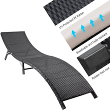 Load image into Gallery viewer, Patio Chaise 3 Pieces Lounge with Cushions Unadjustable Modern Outdoor Furniture Set PE Wicker Rattan Backrest Lounger Chair Patio Folding Chaise Lounge with Folding Table (3 Pieces)
