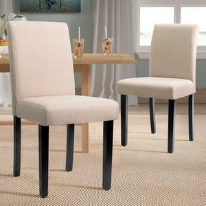 Dining Chairs Urban Style Fabric Parson Chairs Kitchen Livng Room Armless Side Chair with Solid Wood Legs Set of 4 (Beige)