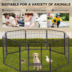Dog Pen Large Indoor Outdoor Dog Fence Playpen Heavy Duty 8 Panels 32“W*40"H Inches Exercise Pen Dog Crate Cage Kennel